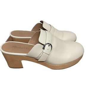 Madewell Monique Leather Heeled Clog Bone Size 9
